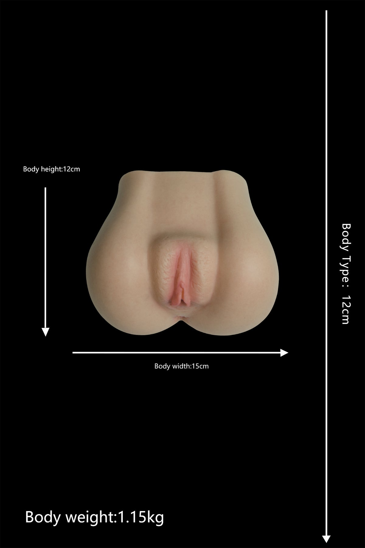 Top Fire Toy-1 – Masturbatore Anatomico in Silicone 12 cm – misure e proporzioni