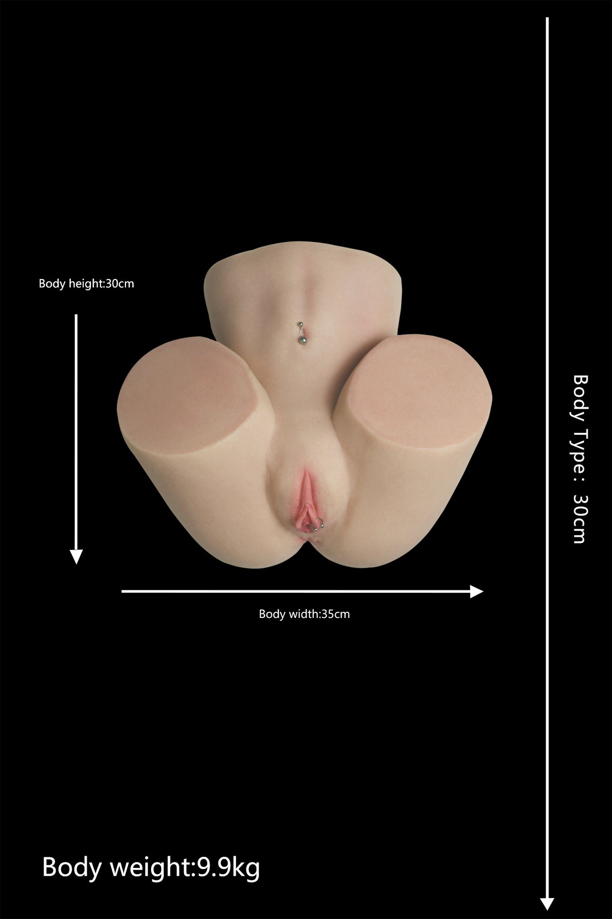 Top Fire Toy-2 – Masturbatore Realistico Bacino & Glutei 30 cm – misure e proporzioni