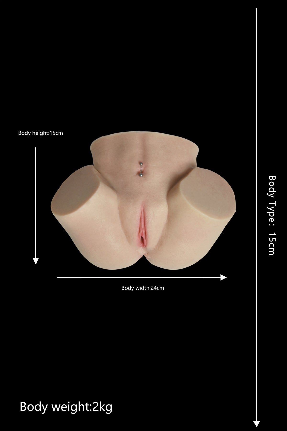 Top Fire Toy-3 – Realistic Pelvis & Buttocks Masturbator 15 cm – misure e proporzioni