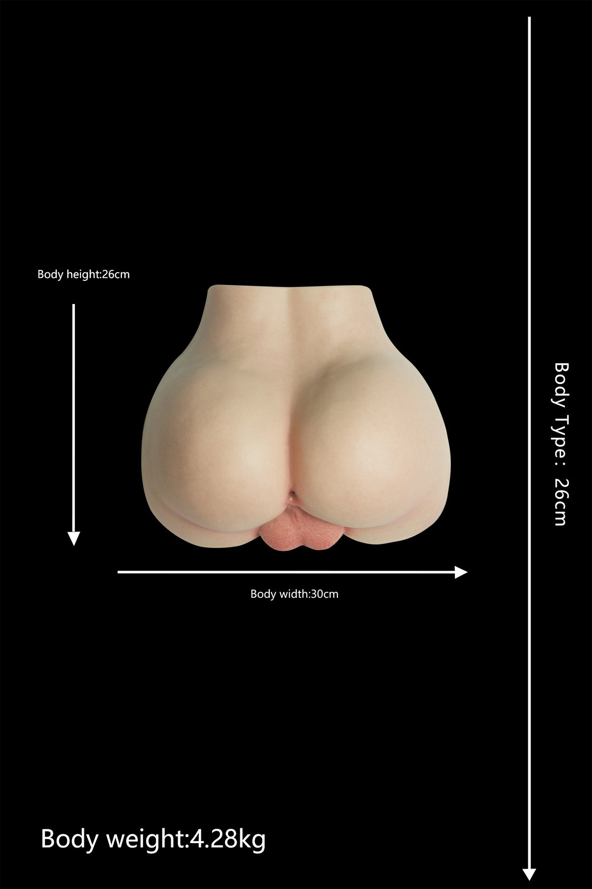 Top Fire Toy-4 – Realistic Male Masturbator 26 cm – misure e proporzioni